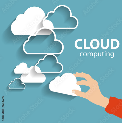 Cloud Computing Concept on Different Electronic Devices. Vector