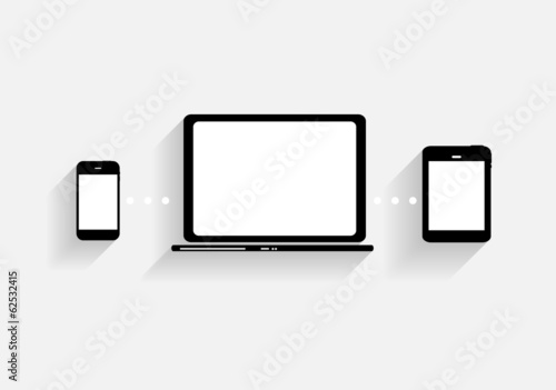 Cloud Computing Concept on Different Electronic Devices. Vector