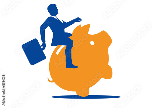Sparschwein mit Businessman