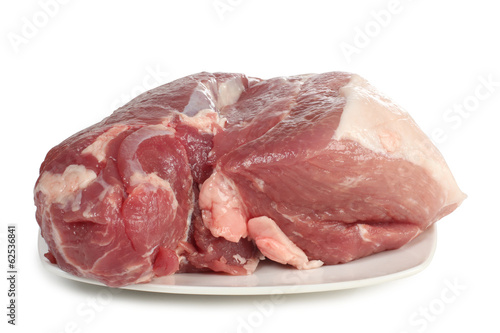 Raw of pork on plate