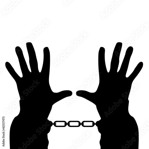 hands in handcuffs vector silhouette
