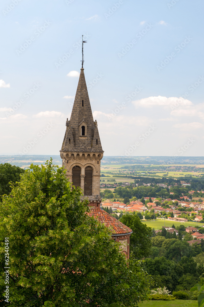 Viewpoint with church in France