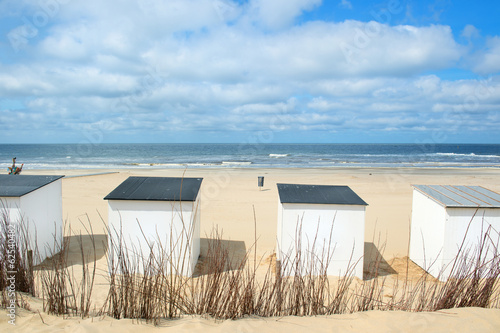 Blue beach huts at Texel