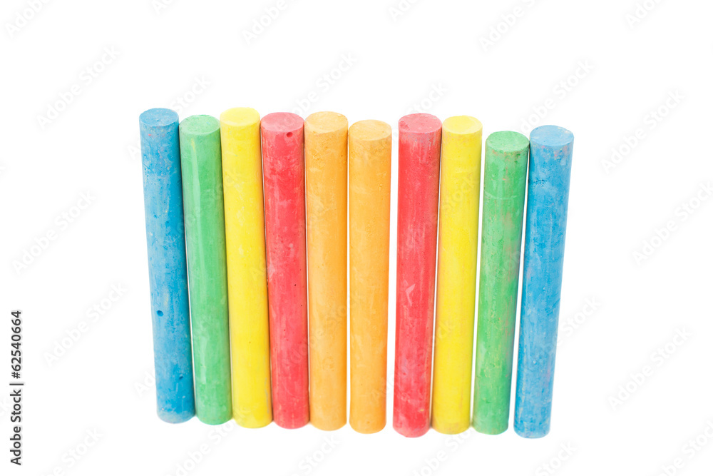 chalks in a variety of colors arranged