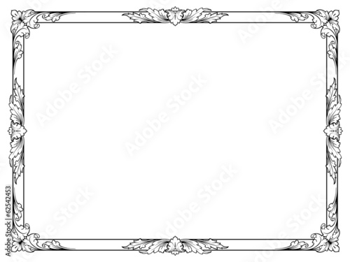 calligraphy penmanship curly baroque frame black