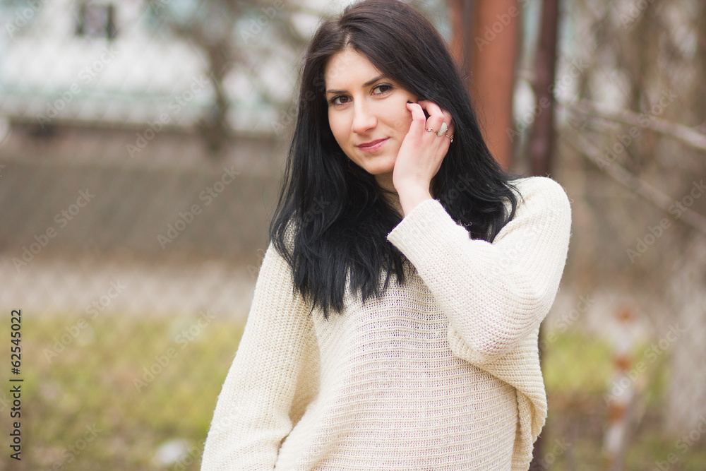 Outdoor portrait of young pretty beautiful woman Outdoor portrait of young pretty beautiful woman