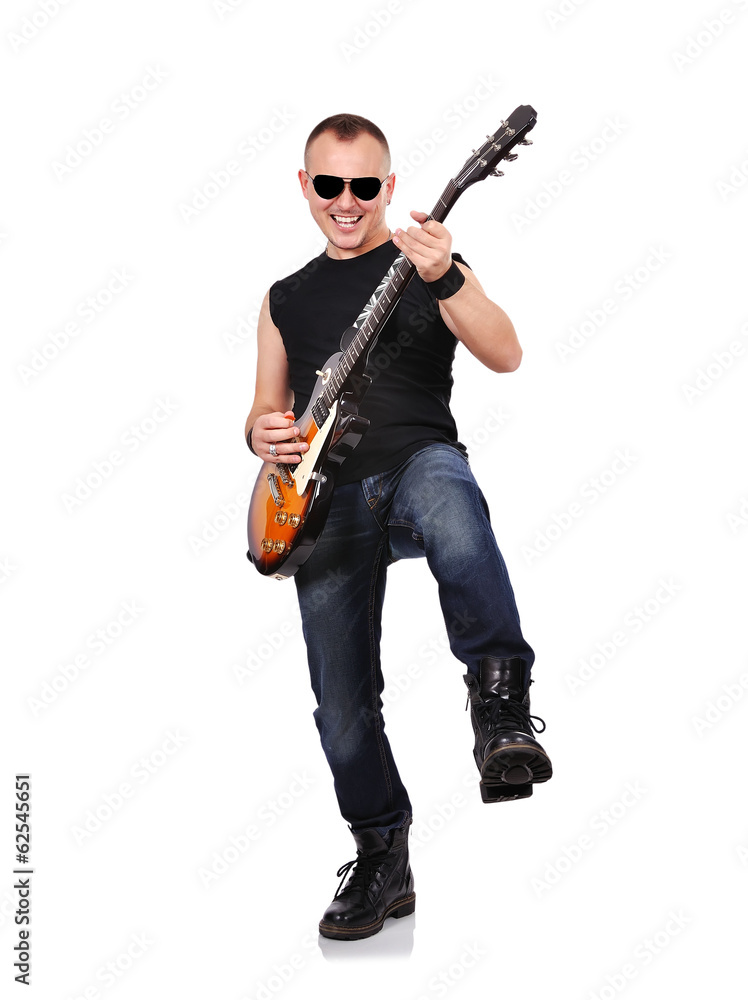 Naklejka premium happy rock musician