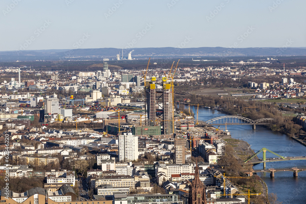 Naklejka premium aerial of Frankfurt with river main