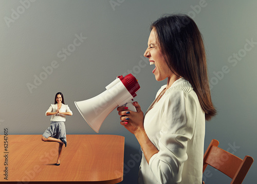 фотографія businesswoman shouting at small calm woman