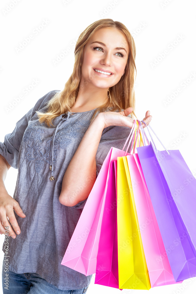 Cute girl with shopping bag