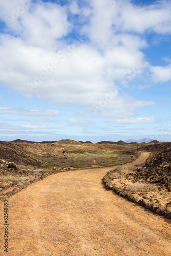 Curvy path on Island of Los Lobos in the Canary Islands