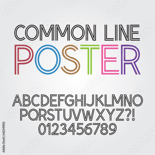 Abstract Parallel Line Alphabet and Numbers, Eps 10 Vector Edita