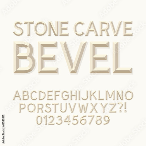 Stone Carve Bevel Alphabet and Numbers, Eps 10 Vector Editable