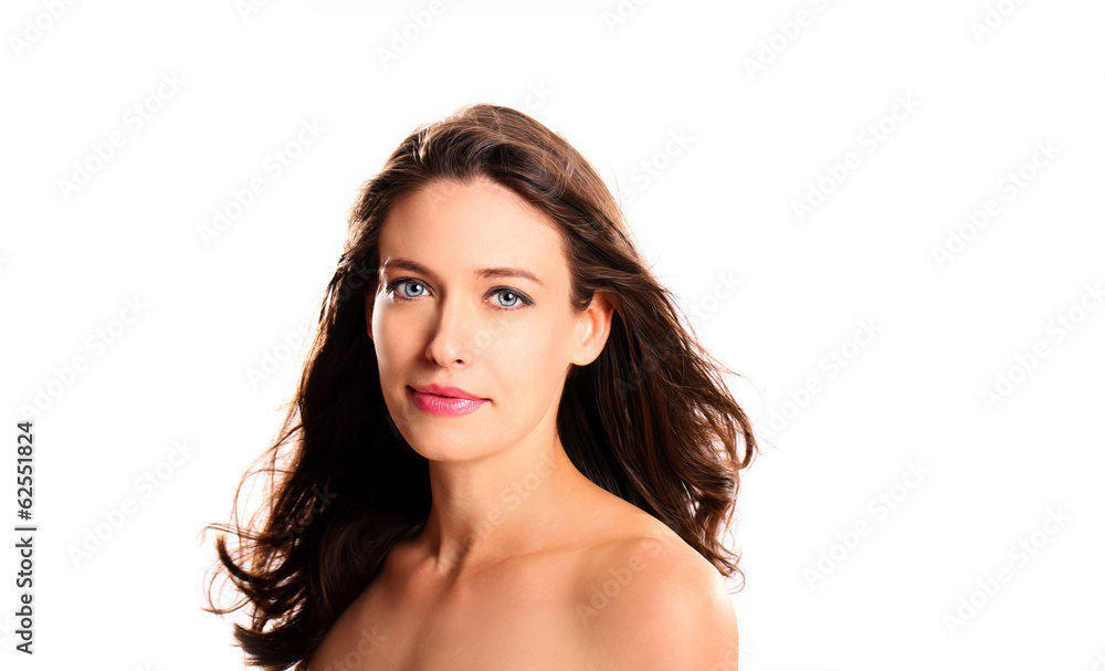 Portrait of beautiful woman on white background Portrait of beautiful woman on white background