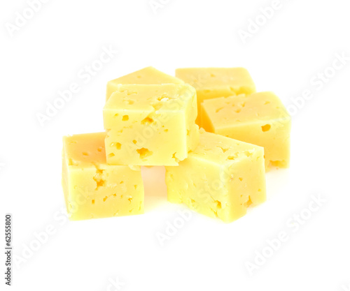 Swiss cheese isolated on white background