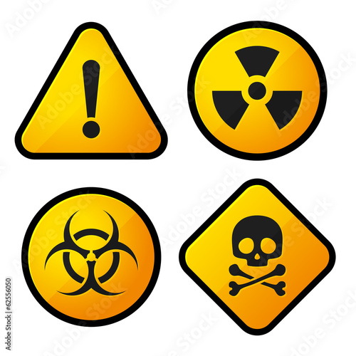 Danger Yellow Sign Icons Set