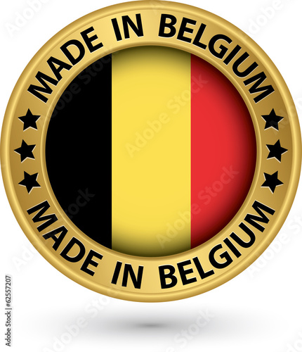 Made in Belgium gold label, vector illustration