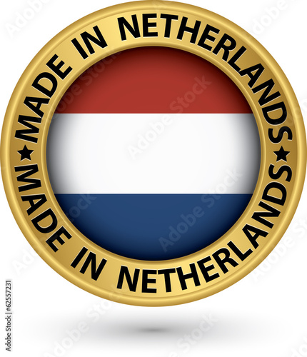 Free Download Made in Netherlands gold label, vector illustration - GFXLoad