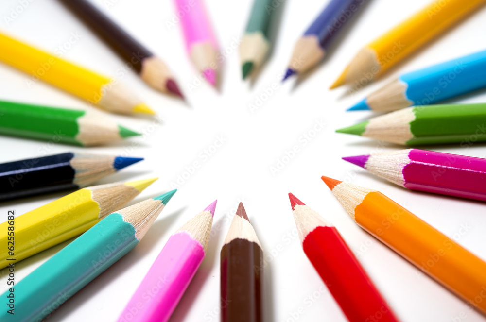 Set of drawing colour pencils with copy space Set of drawing colour pencils with copy space
