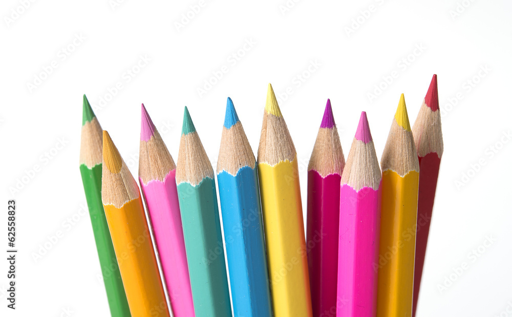 Set of drawing color pencils with copy space Set of drawing color pencils with copy space