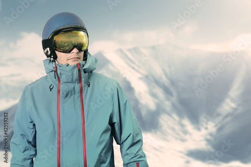 snowboarder on the top of the mountain © ronstik