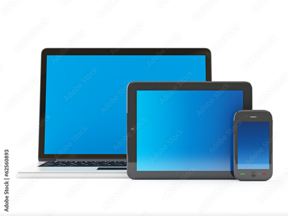 Blank Screens on Tablet, Smartphone and a Laptop Blank Screens on Tablet, Smartphone and a Laptop