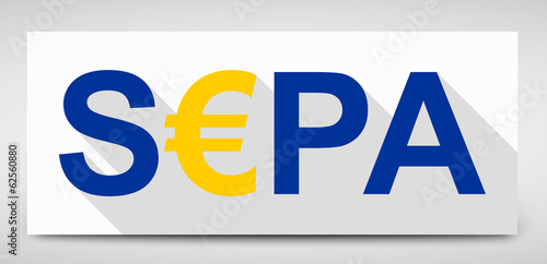 Weißer S€PA, SEPA Schild mit langem Schatten photo