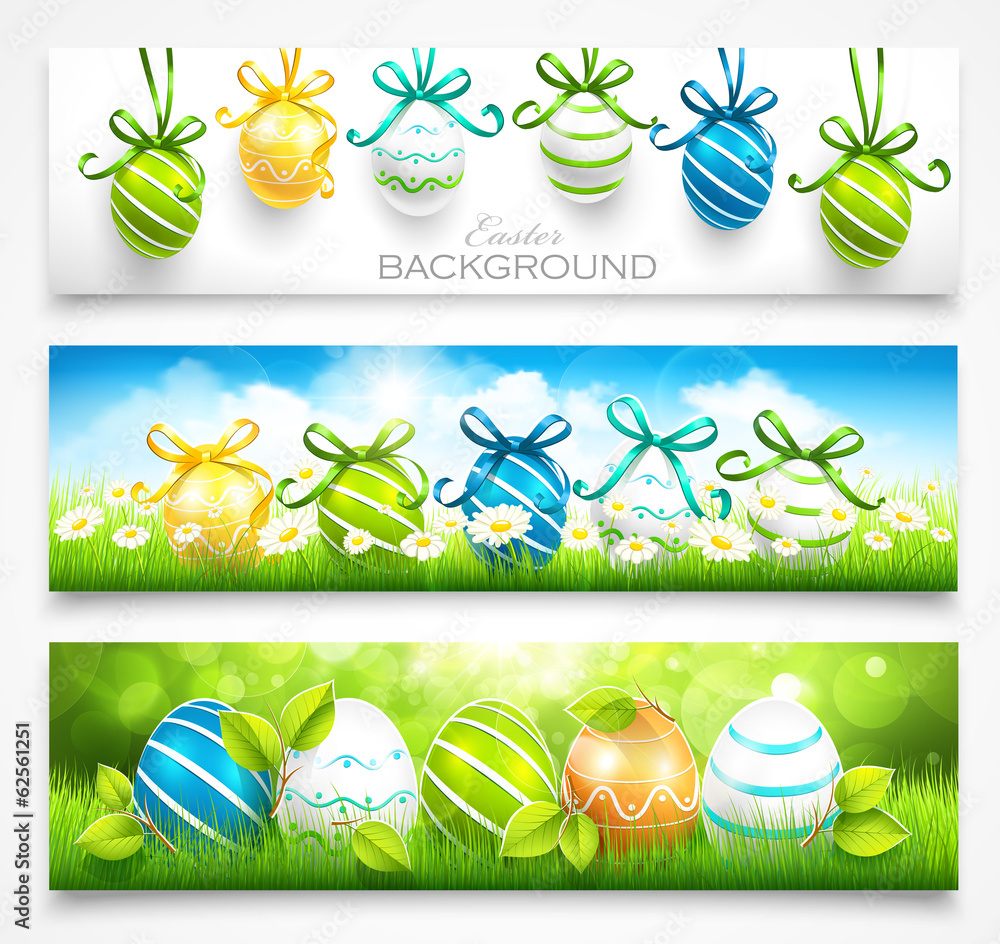 Collection of easter banners - obrazy, fototapety, plakaty 