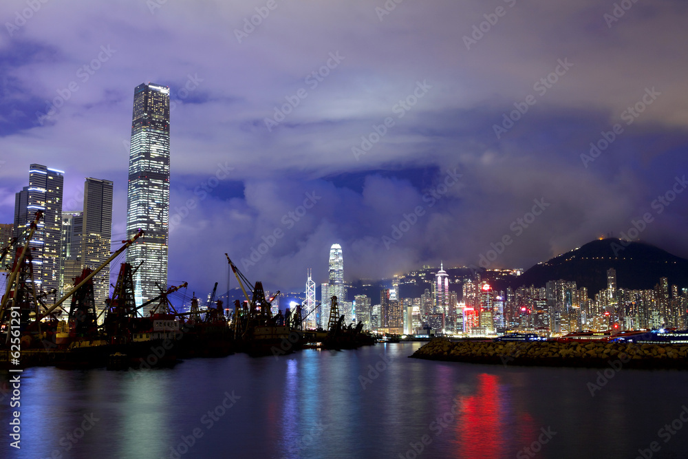 Kowloon side in Hong Kong at night