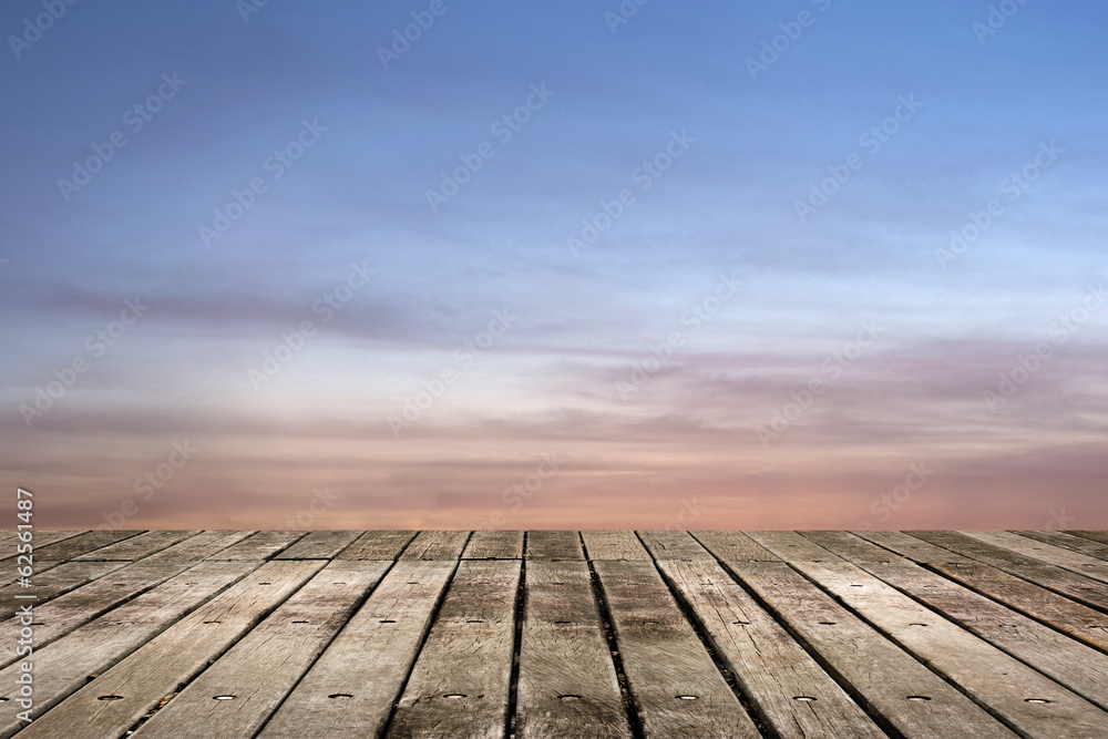 Wooden ground with sky