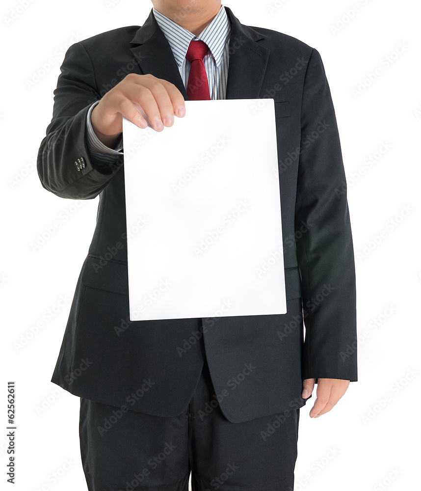 businessman hands showing white blank board businessman hands showing white blank board