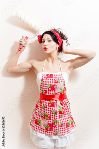 pinup woman with bolster photo