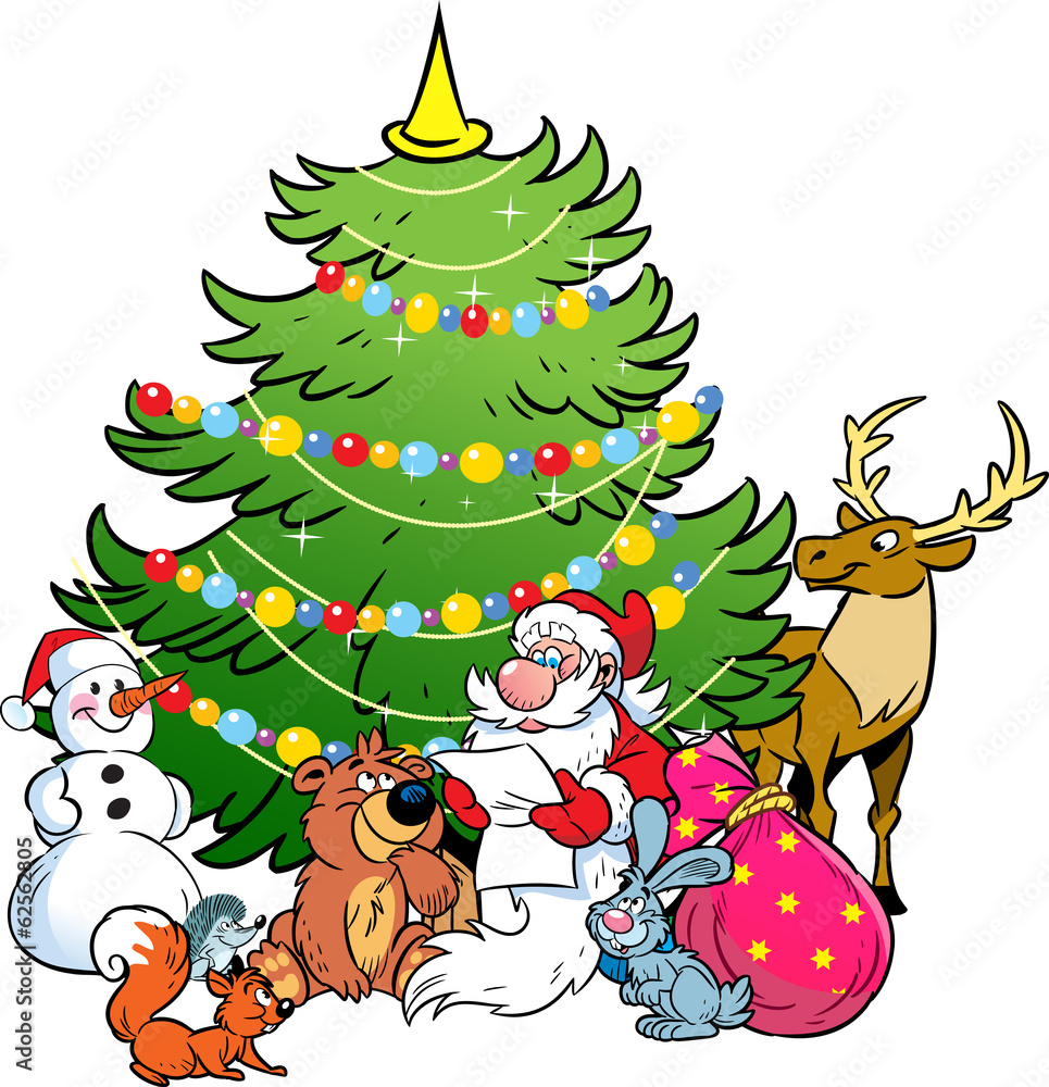 Santa Claus and the animals of the forest Santa Claus and the animals of the forest