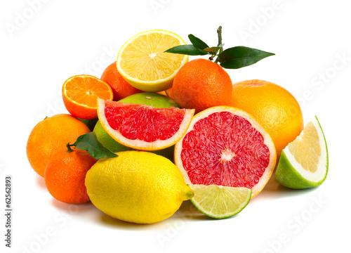 citrus fruits isolated on white background