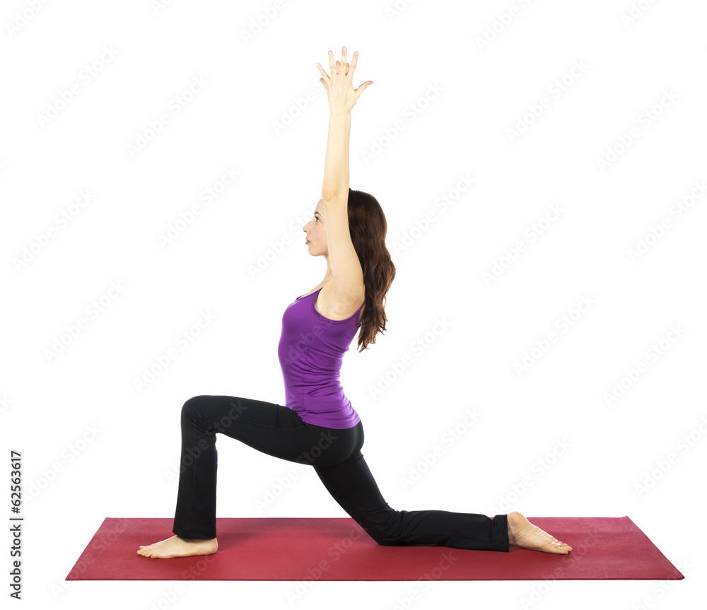 Woman doing a High Lunge Variation in Yoga