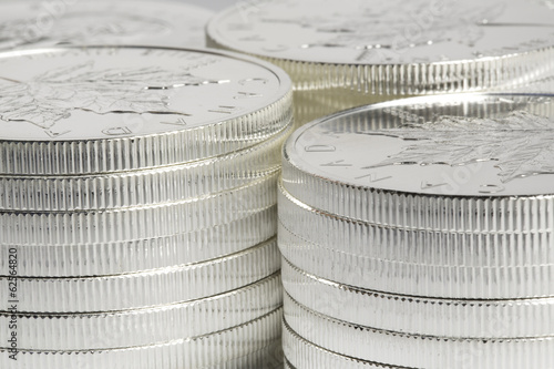 silver coins - stacked
