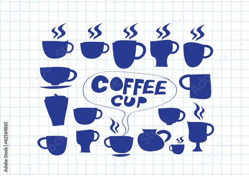 Coffee cup set hand drawing