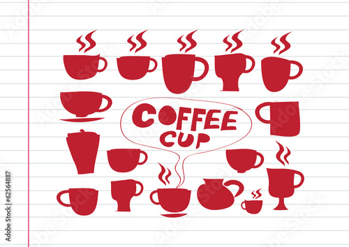 Coffee cup set hand drawing