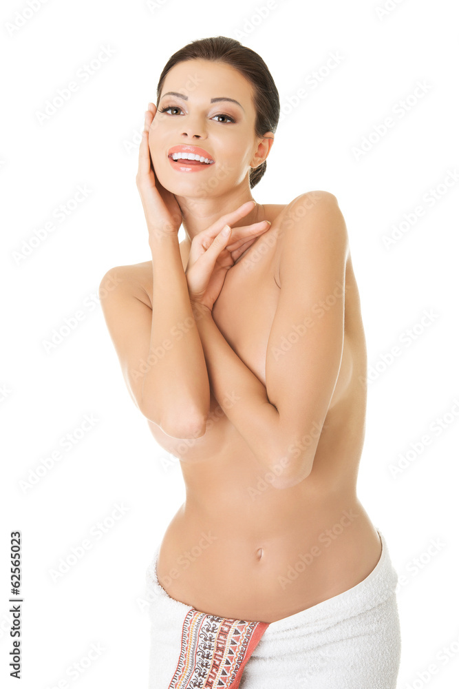 Obraz premium Happy nude woman with perfect body