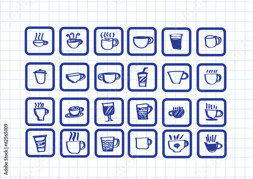 Coffee cup set hand drawing