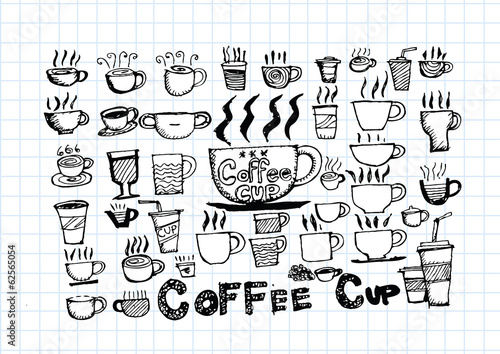 Coffee cup set hand drawing