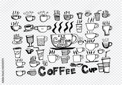 Coffee cup set hand drawing