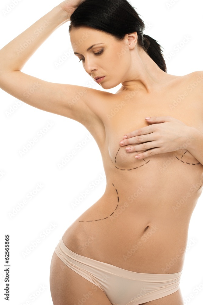 Young beautiful woman with marking on a body Young beautiful woman with marking on a body