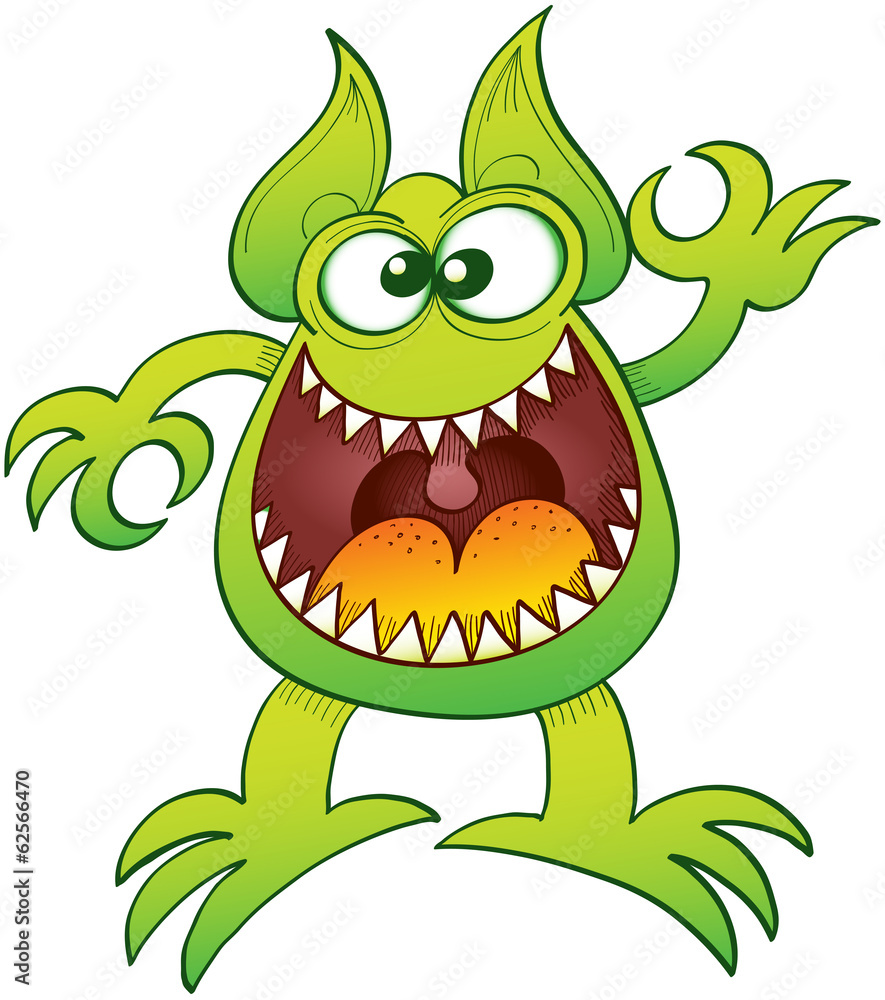 Fototapeta premium Odd monster laughing and making an OK gesture