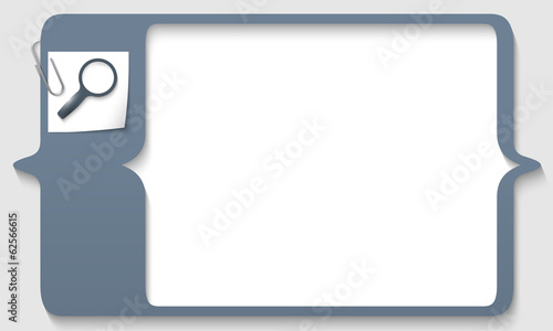 Fotografía text box for any text with magnifier and paper clip