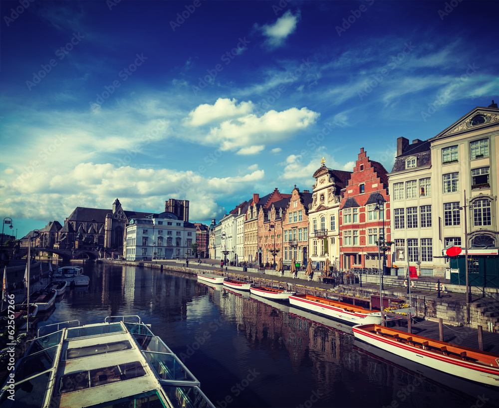 Obraz premium Ghent canal. Ghent, Belgium