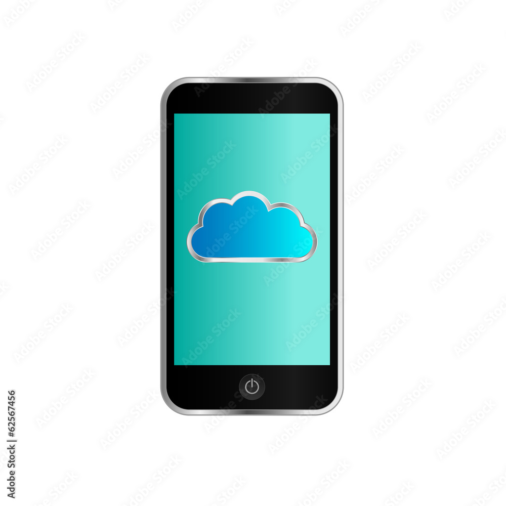 smartphone with cloud icon smartphone with cloud icon