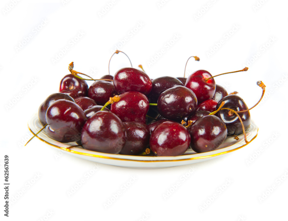 Group of cherries over isolated white background Group of cherries over isolated white background