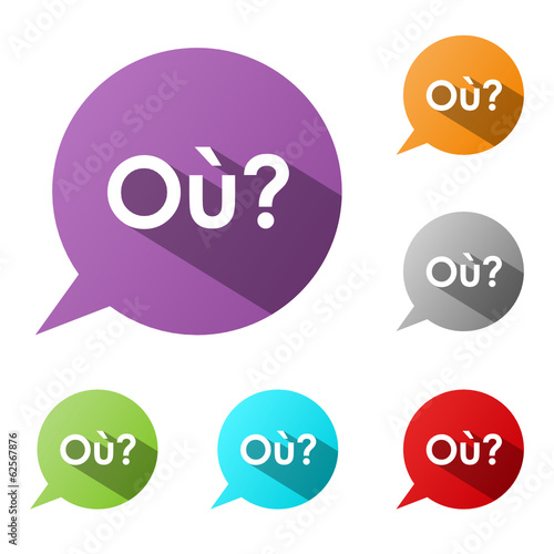 Bulles "OU?" (questions aide rendez-vous itinéraire plan où)