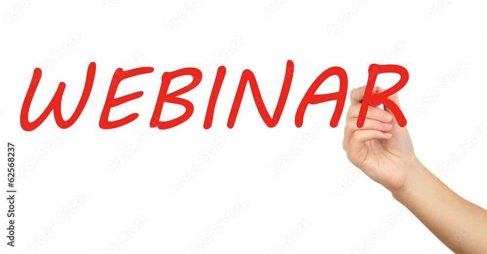 Webinar hand writing on transparent board Webinar hand writing on transparent board